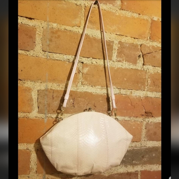 PRETTY IN PINK VINTAGE CLEMENTE PURSE SNAKESKIN LEATHER CLUTCH 80S PEACH RETRO - Picture 3 of 7